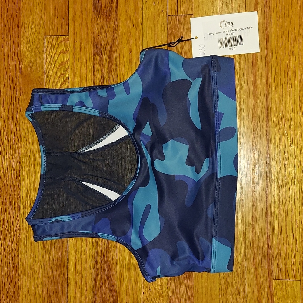 Zyia navy camo mesh light n tight bra